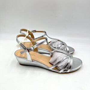 Paradox London Pink Womens Size‎ 7 Tessa Silver Low Wedges Dress Sandals Shoes